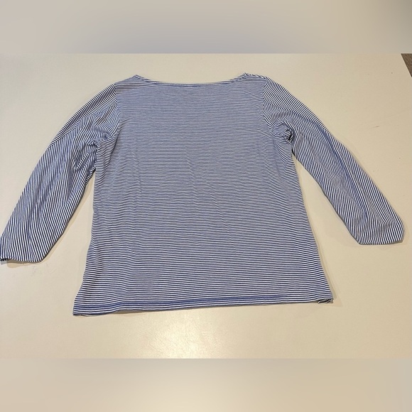 Talbots Blue Striped 3/4 Sleeve Women's Top Size Medium - Picture 2 of 7